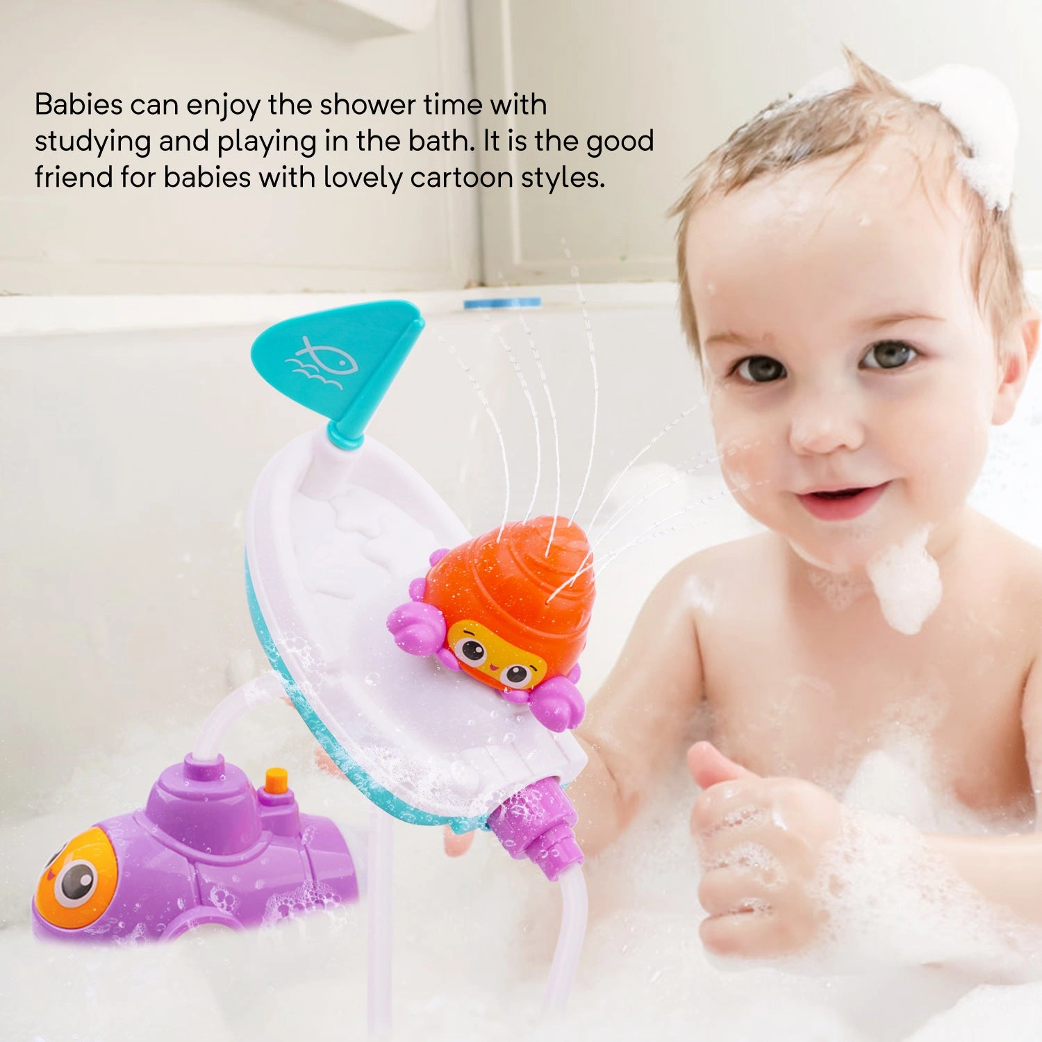 Submarine Splashdown: 3-in-1 Bath Toy Adventure! Fountain, Boat, Sprayer Fun! Get Wet!